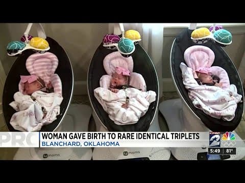 Thumbnail for Woman gives birth to rare identical triplets