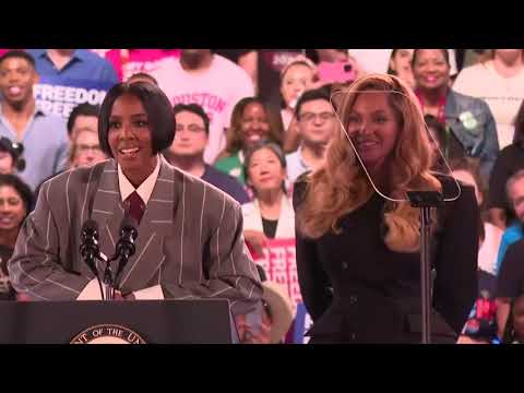 Thumbnail for Kelly Rowland and Beyonce full speeches at Kamala Harris rally in Houston