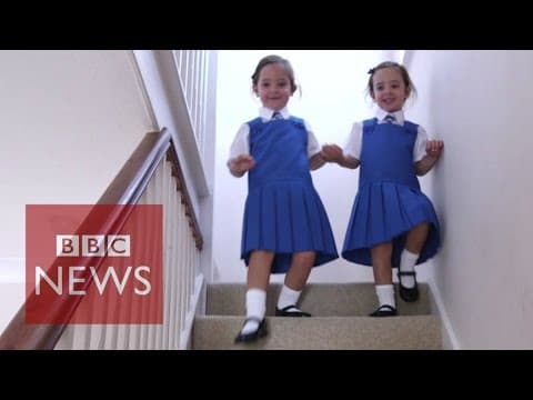 Thumbnail for Twins conjoined at birth and "unlikely to survive" start school - BBC News