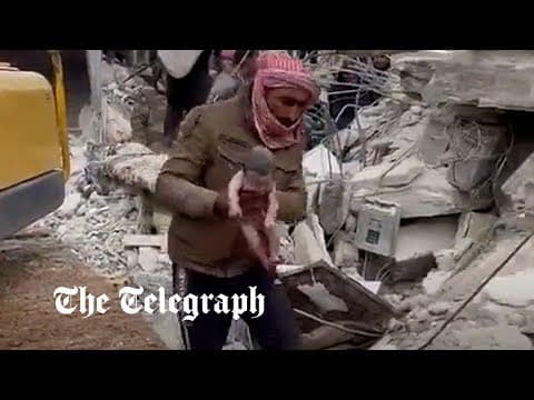Thumbnail for Moment baby born under Syria earthquake rubble is rescued