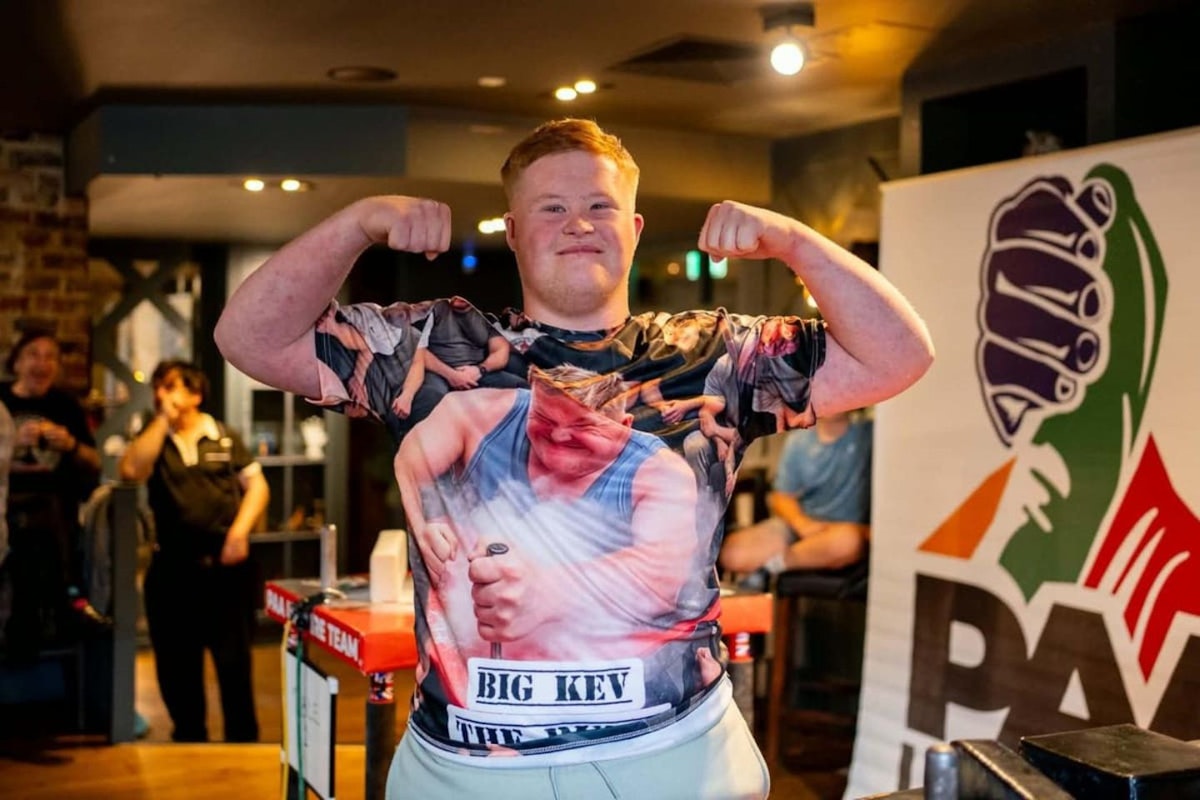 UK's first competitive arm wrestler with Down syndrome is already winning medals