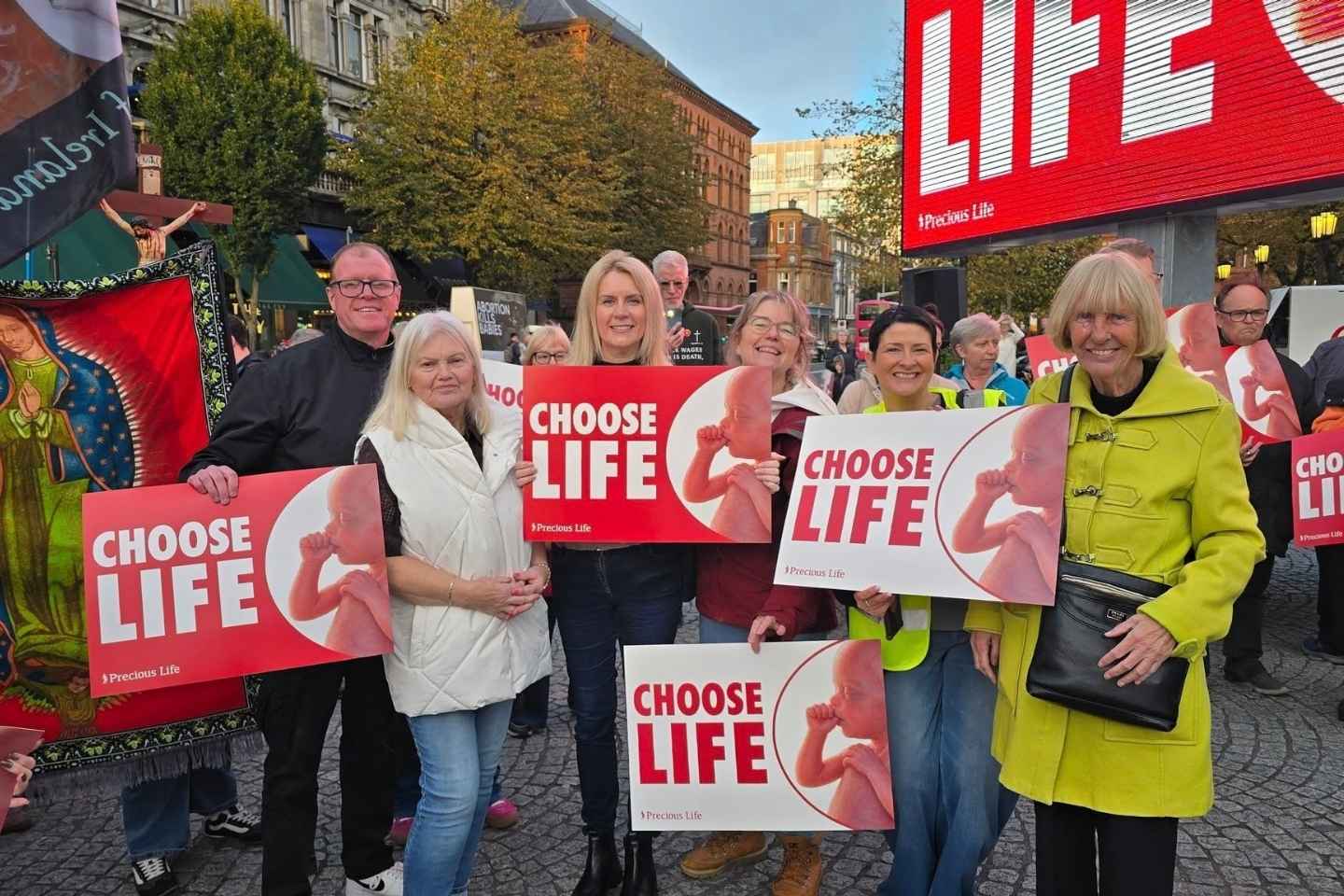 Pro-lifers march to Belfast City Hall as pro-abortion demostration is canceled