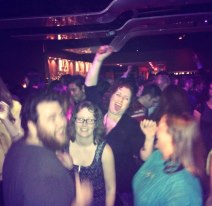This is maybe the world's first pro-life dance party, and yes, that is me in the middle. Sober, believe it or not.