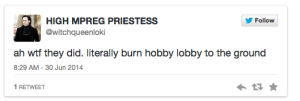 hobby lobby tweet
