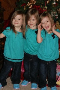 The Bowers triplets at age 3. 