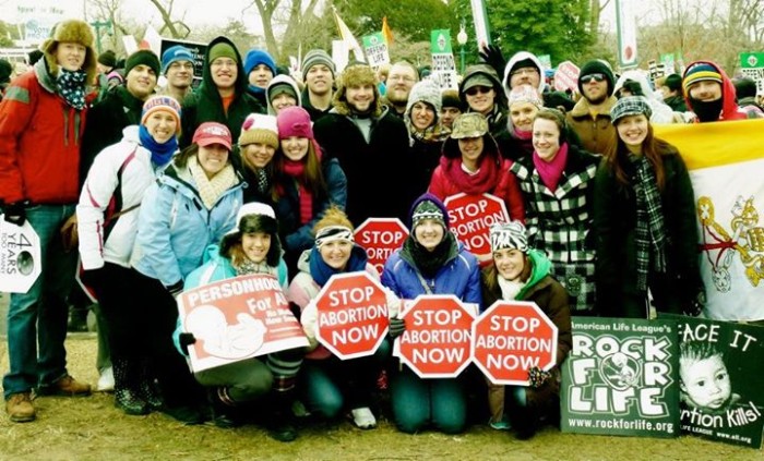 LU Newman Center students gather with Brad at the 2013 March for Life