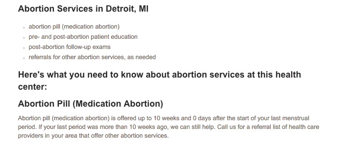 Detroit, MI – Medical Abortion 10 Wks