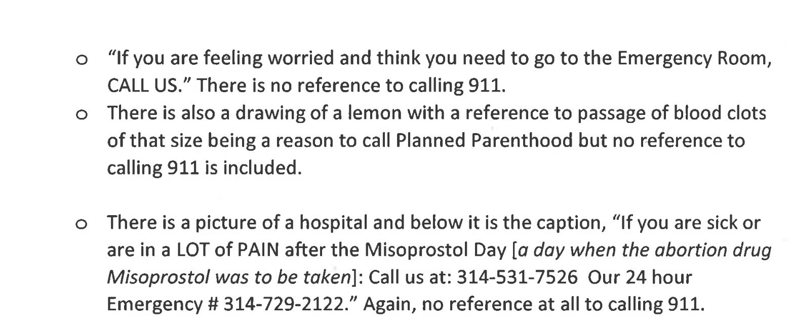 Excerpt from the Missouri Senate Report on Planned Parenthood Practices