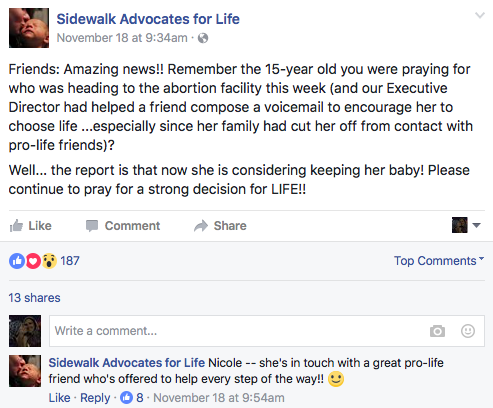 support, unplanned pregnancy, sidewalk counseling, life, friend