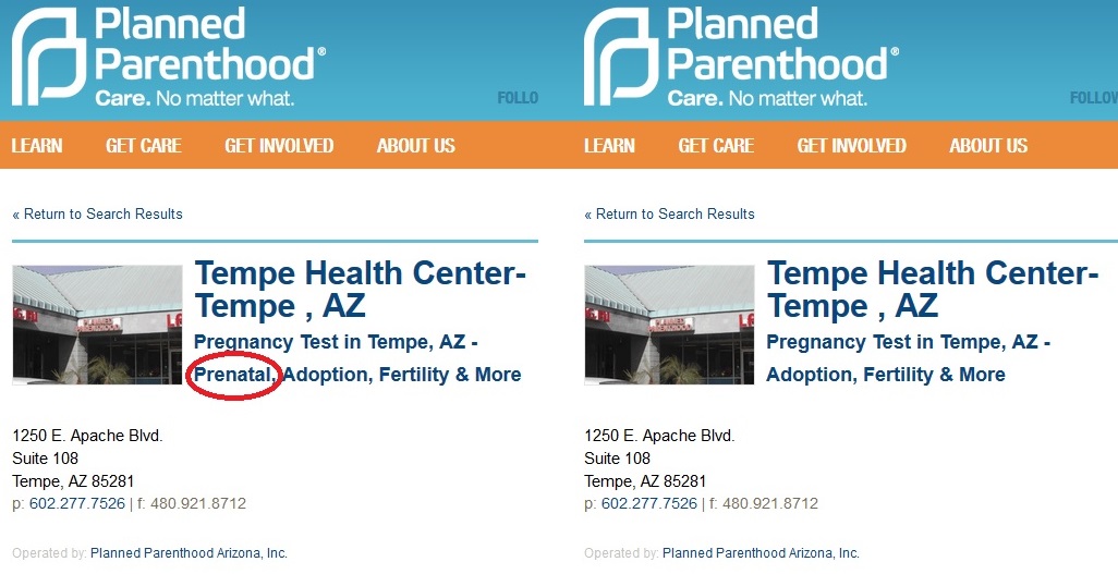 Prenatal and purged PP temp |  Planned Parenthood erases the fact that ectopic pregnancy treatment is not abortion from its website |  news from paradise