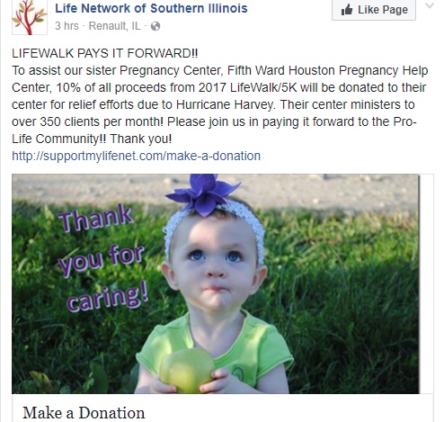 Life Network of Southern Illinois collects donations for victims of Hurricane Harvey