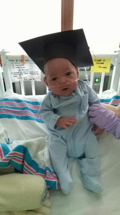 Baby Benson graduates from the NICU after being born at 22 weeks and 5 days gestation.