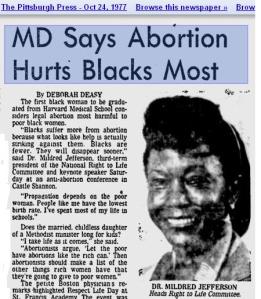 Mildred Jefferson abortion Black genocide pro-life women