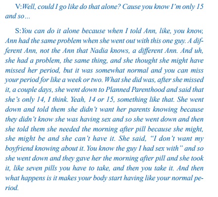 Image of transcript: 15 year old sexual abuse victim coached by predator to go to Planned Parenthood