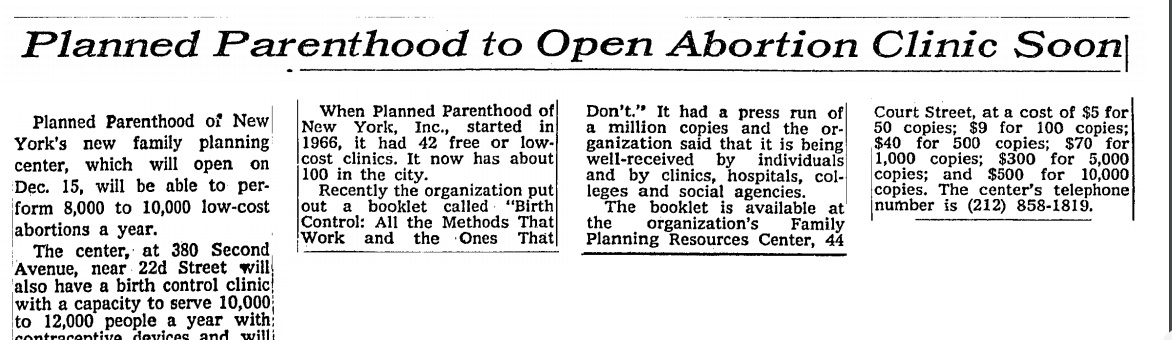 Image of New York Times article on Planned Parenthood 