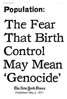 IMage: 1971 Article The fear that birth control may mean genocide