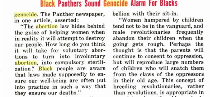 Image: Jet Magazine article on Black Panthers and abortion