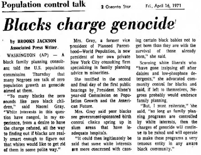 Image: Article Blacks Charge Genocide from abortion