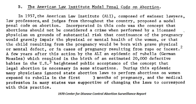 IMAGE: American Law Institute (ALI) model penal code on abortion from CDC