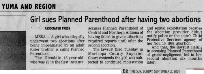 Image: article Girls Sues Planned Parenthood failed to report sexual abuse Shawn M Stevens Case