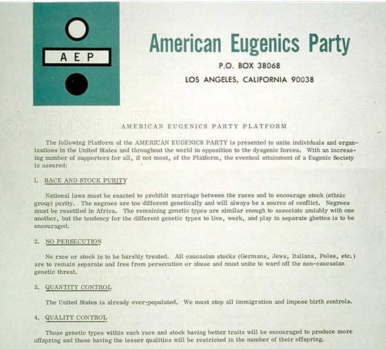 Image: American Eugenics Party platform 1964