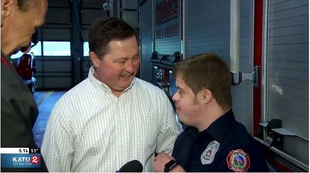 Firefighter with Down syndrome helps save children from fire.