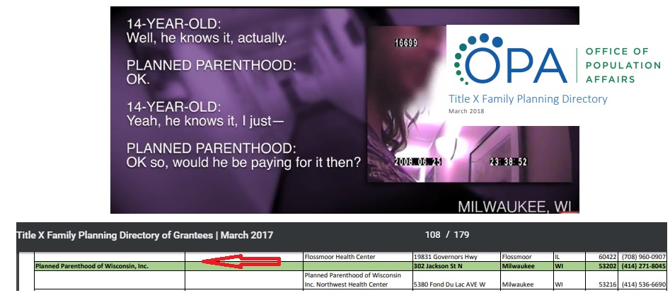 Image: Title X funded Planned Parenthood covers child sexual abuse in Milwaukee, WI