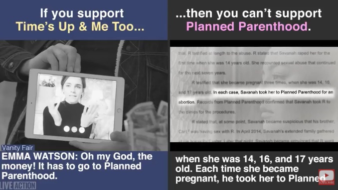 Image: Emma Watson supports Planned Parenthood even though they return sexual abuse victims to abusers