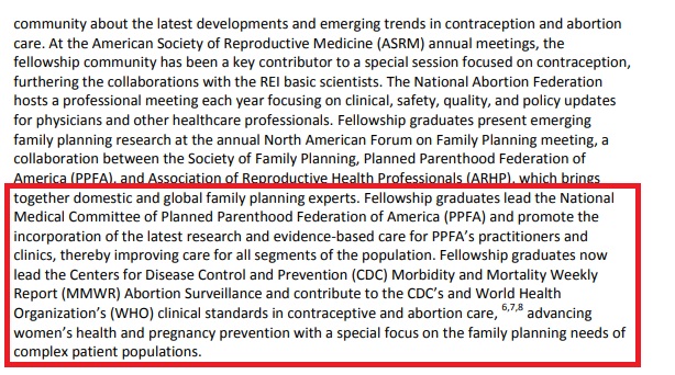 Image: Family Planning FFP ties to abortion at CDC per ABMS application