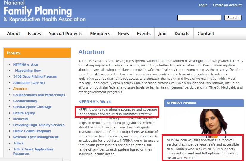 Image: National Family Planning an Reproductive Associates is about abortion (Image: screen taken June 25, 2018) 