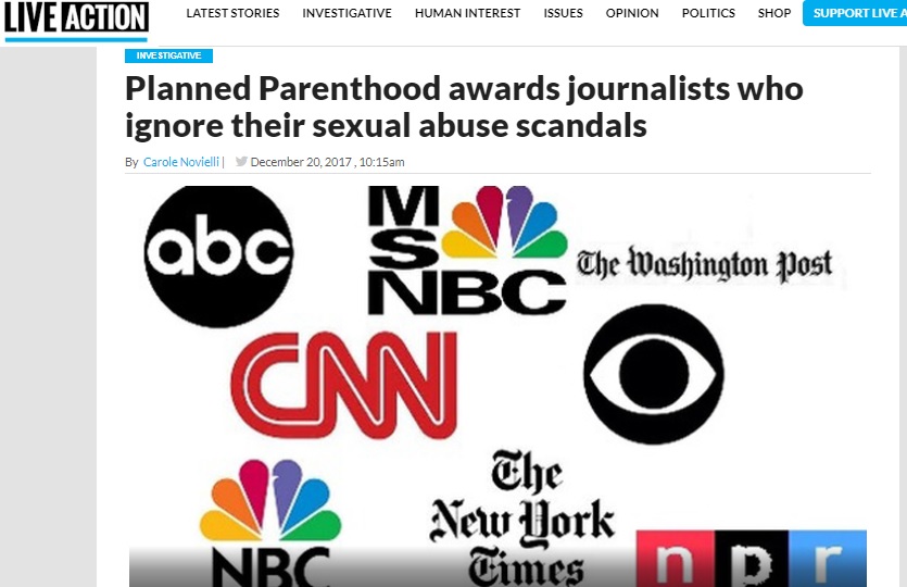 Image: Planned Parenthood rewards journalists that ignore fact that PP covers sexual abuse
