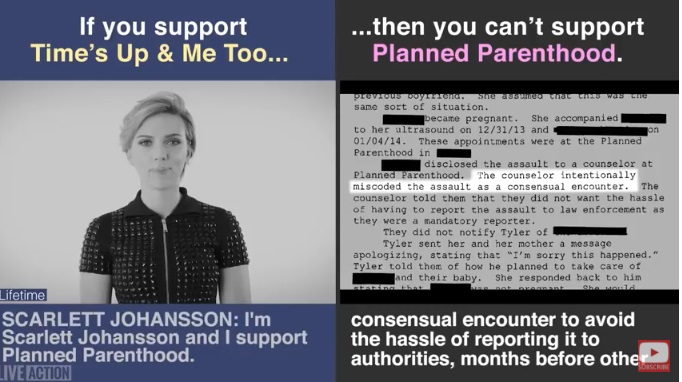 Image: Scarlett Johansson supports Planned Parenthood even though they return sexual abuse victims to abusers
