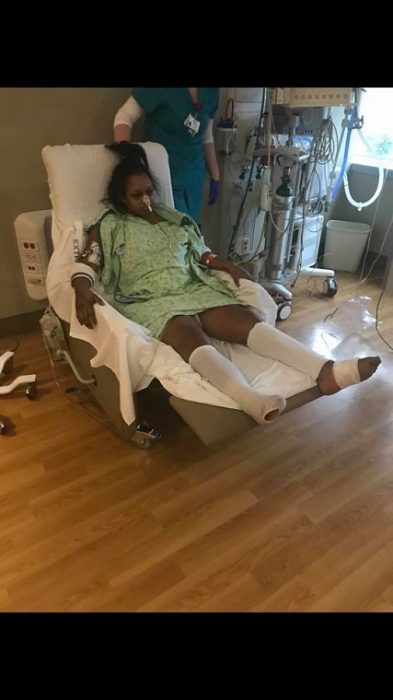 Tanai Smith in the hospital after surgery to remove the IUD that had migrated.
