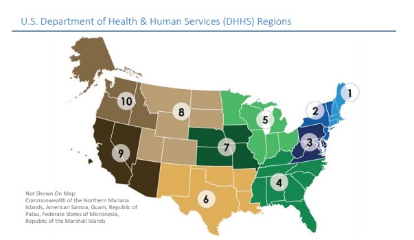 Image: Ten administration regions for TitleX in 2018