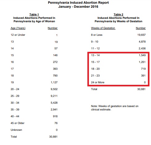 Image: Pennsylvania abortions by gestation 2016