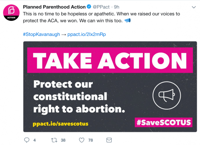 Planned Parenthood Action tweet