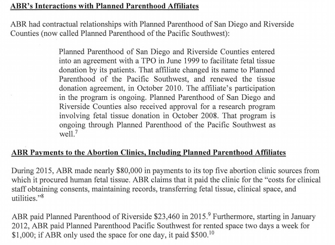 Image: ABRs interactions with Planned Parenthood fetal tissue