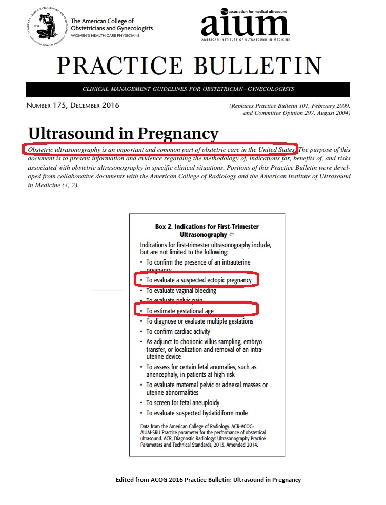 Image: ACOG Ultrasound in Pregnancy Practice Bulletin 2016