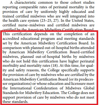 Image: ACOG on the use of midwives for hoe birth