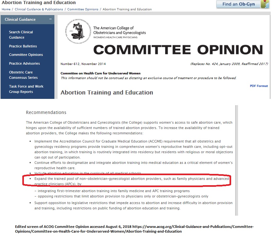 Image: ACOG recommends APCs perform abortions