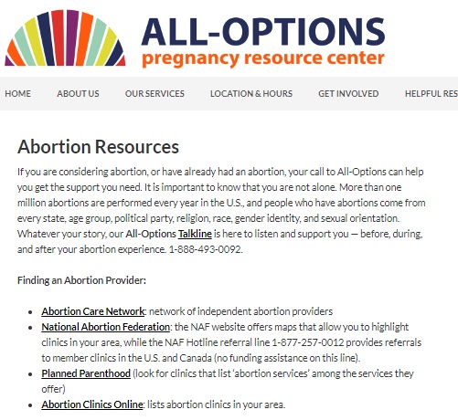Image: All Options PRC Refers to Planned Parenthood NAF for abortion