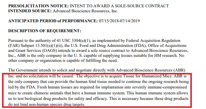 Image: FDA Chimeric fetal tissue research