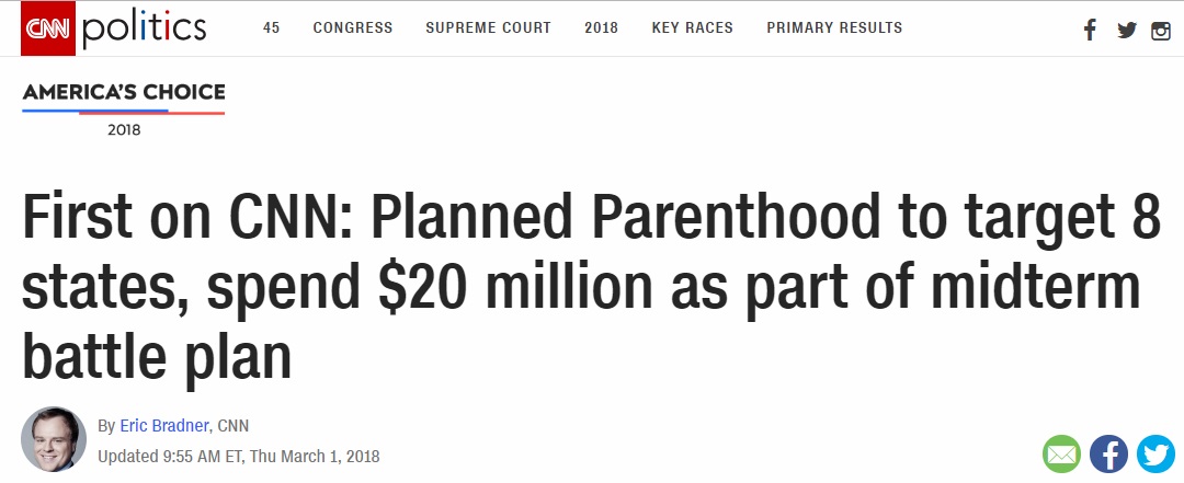 Image: Planned Parenthood to spend $20 million in 2018 mid term elections (Image screen: CNN)