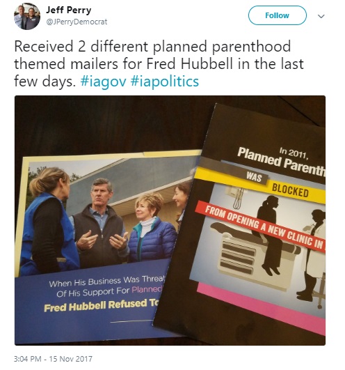 Image: Fred Hubbell Campaign mailers and Planned Parenthood (Image credit: Twitter)