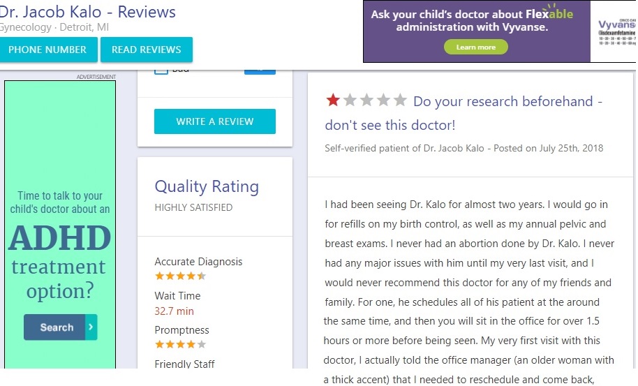 Image: Kalo accuser on Vitals com part one of two (Image credit: Vitals.com review) 