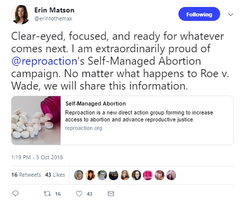 Image: Erin Matson on self managed abortion (Image: Twitter)