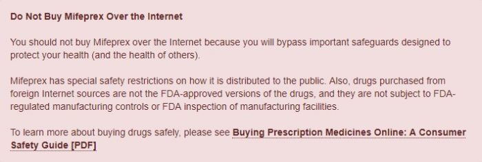 Image: FDA warns consumers to not buy abortion pills over the internet (Image: FDA)