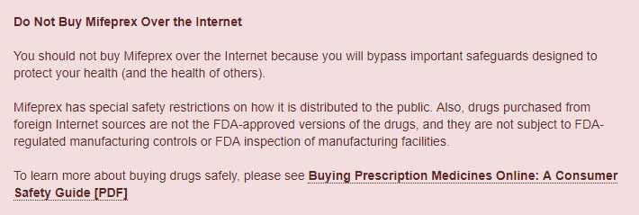 Image: FDA warns consumers to not buy abortion pills over the internet (Image: FDA) 