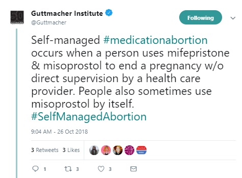 Image: Guttmacher on self managed abortion (Image: Twitter) 
