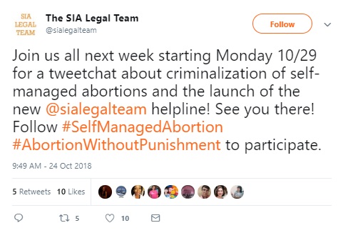 Image: SIA Legal Team on self managed abortion (Image: Twitter) 